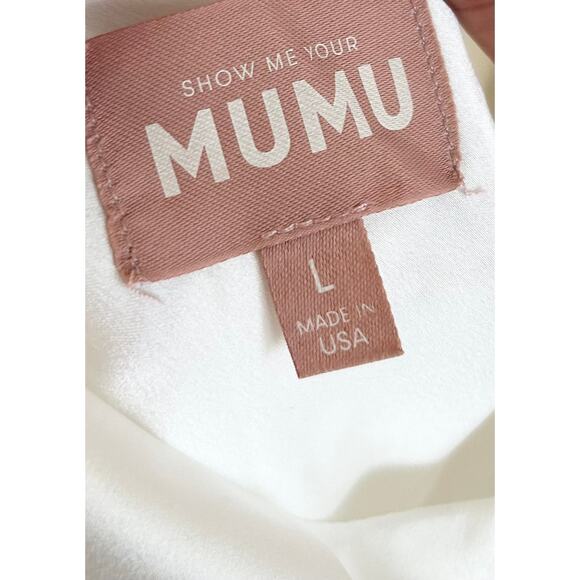 Show Me Your Mumu Jasmine Halter Mini Dress Ivory Luxe Satin L - Picture 8 of 11